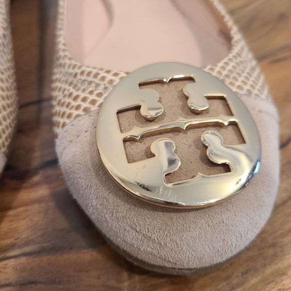 Tory Burch Reva Suede Toe Snake Print Ballet Flat - Picture 3 of 13